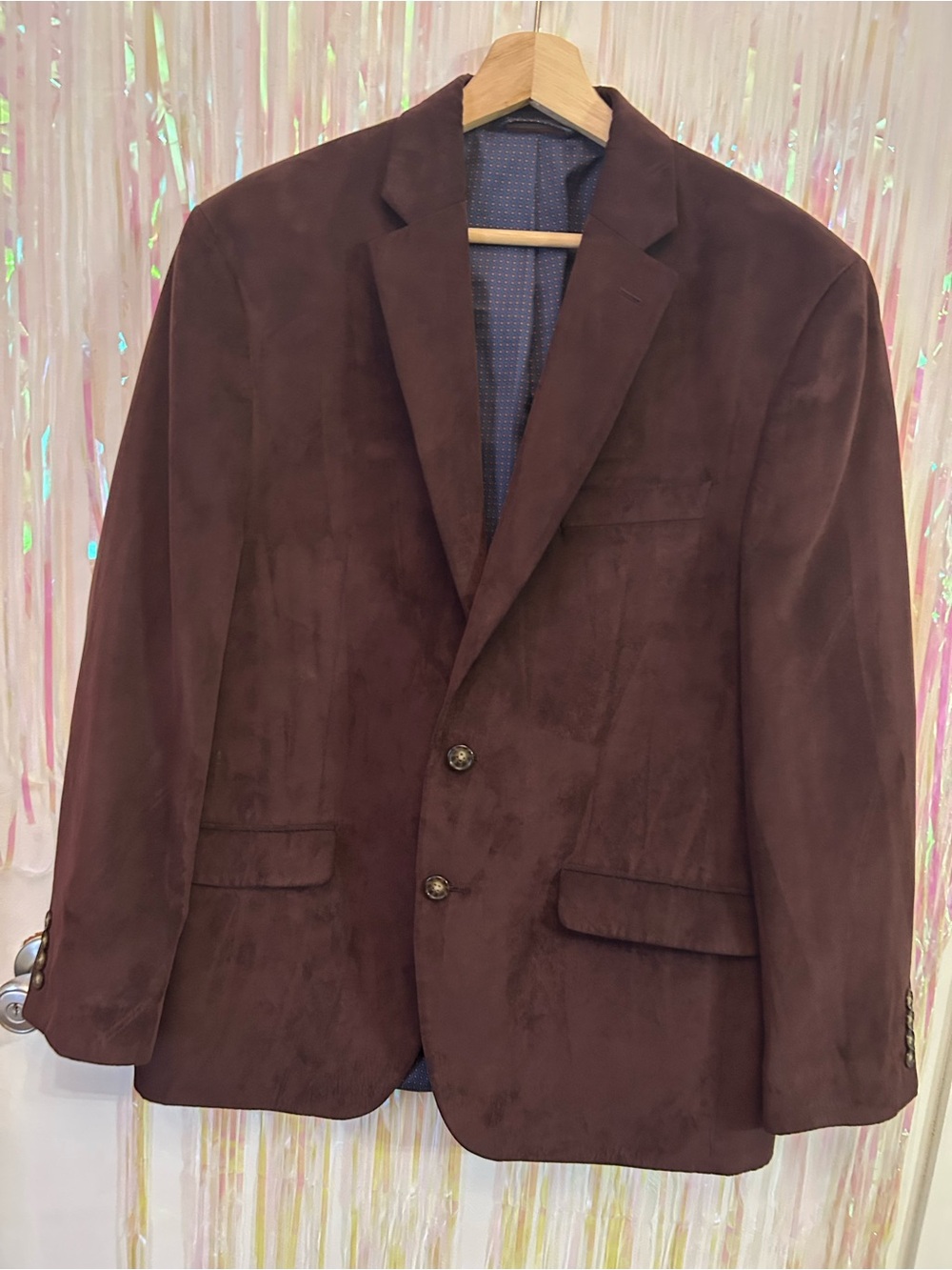 Men's Chaps classic fit suit jacket blazer maroon Suede Two-Button Size 42R